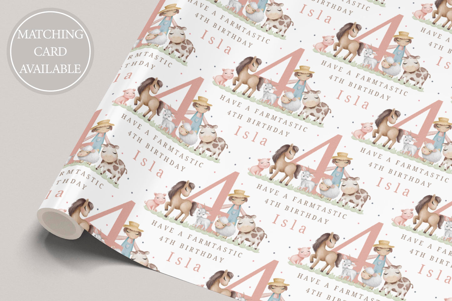 Personalised Girl's Farm Birthday Gift Wrapping Paper