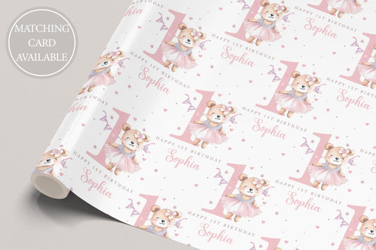 Personalised Girl's Ballerina Birthday Gift Wrapping Paper