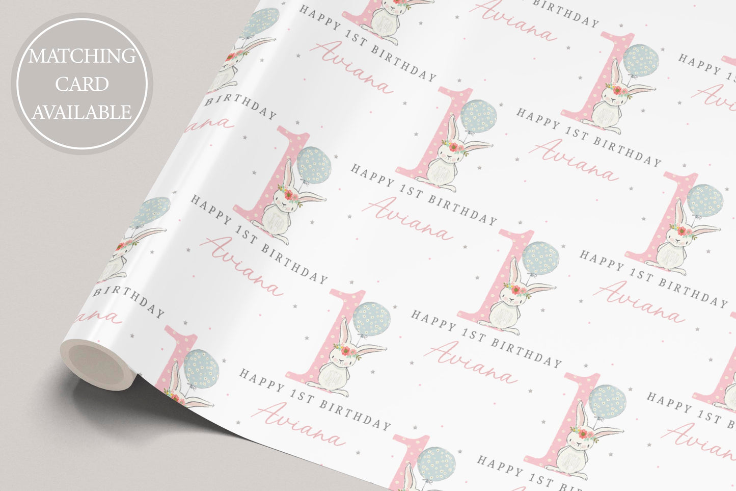 Personalised Girl's 1st Birthday Gift Wrapping Paper